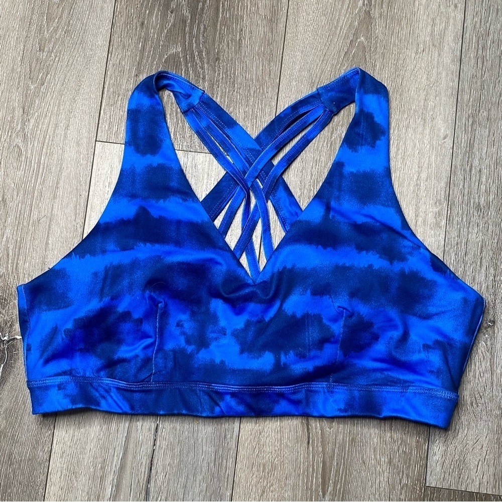 Ideology Women's Print Low-Impact Sports Bra, Tie-Dye Cobalt, XL